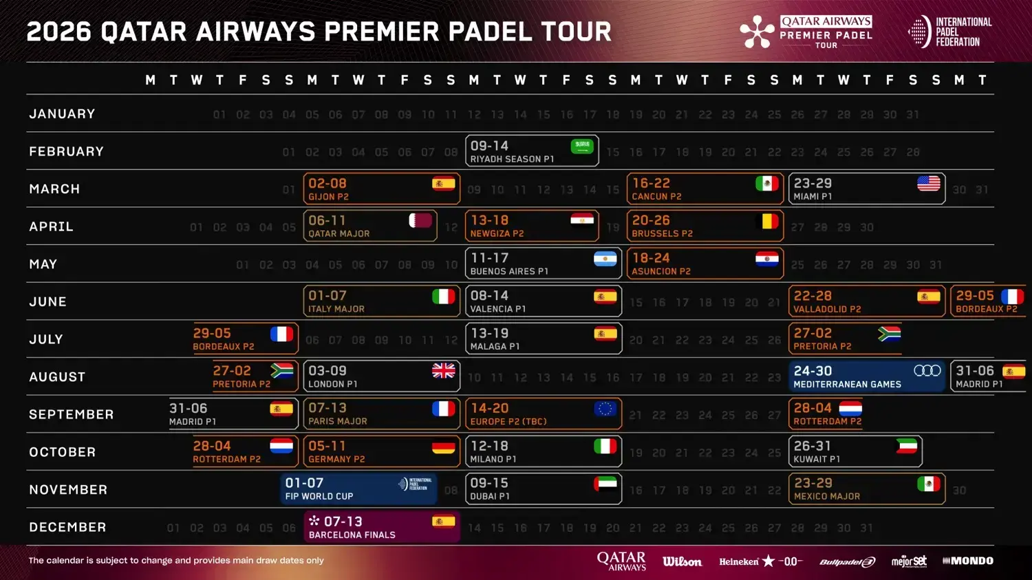 España se consolida como epicentro del Qatar Airways Premier Padel Tour 2026