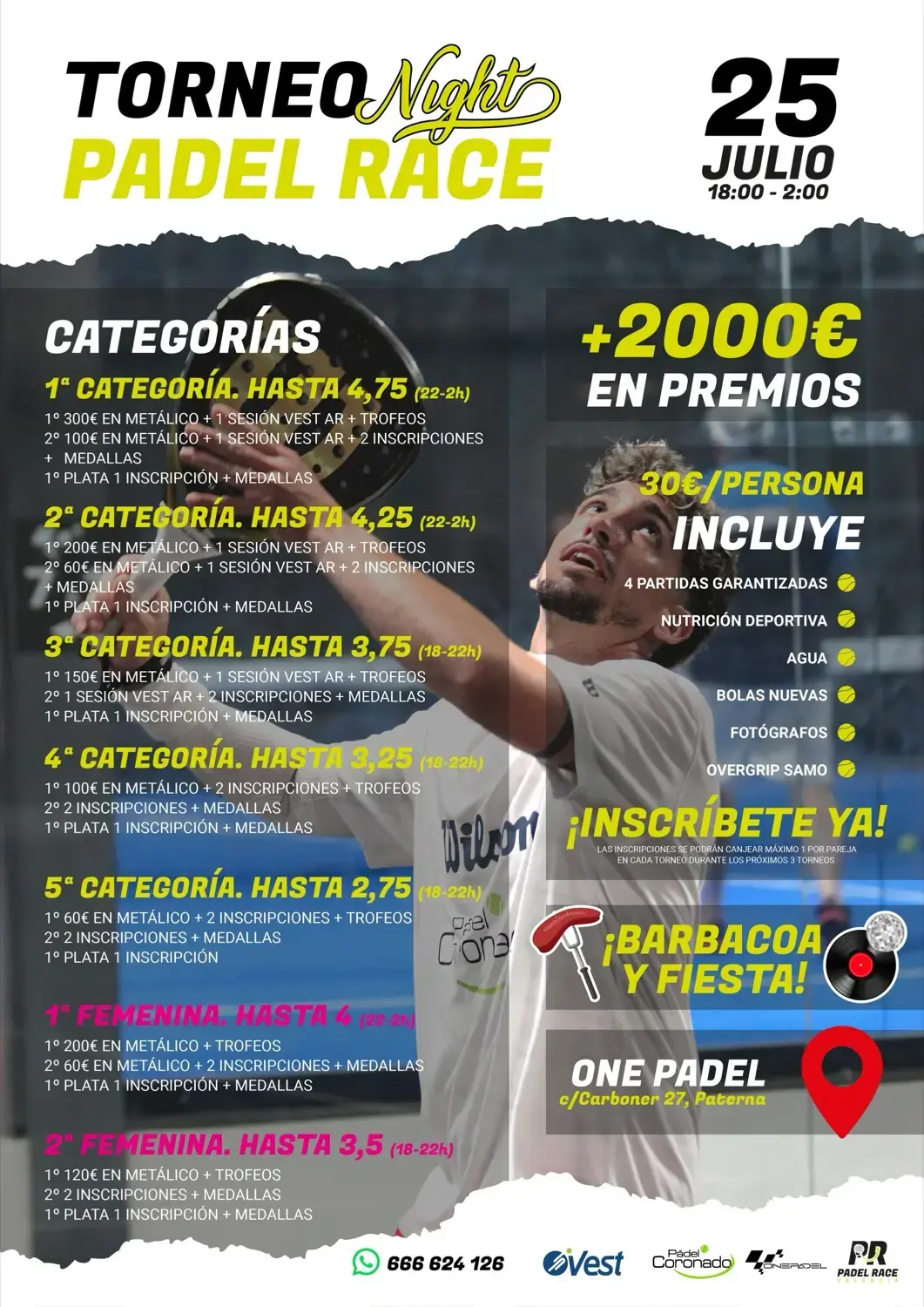 Cartel del torneo Torneo Padel Race Night - 25 julio