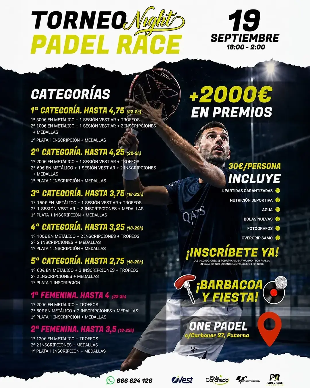Cartel del torneo Torneo Padel Race Night - 19 de septiembre
