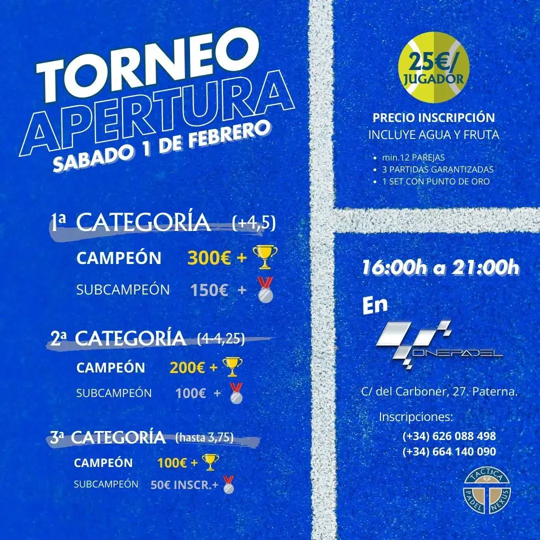Torneo Apertura Tactica Padel Nexus